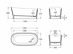 Bañera De STONEX® Ovalada Blanca Con Desagüe Click-clack Y Sifón – Maui – Roca – A248499000
