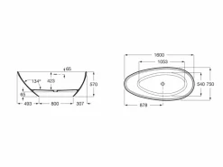 Bañera De STONEX® Oval Negra Con Desagüe Click-clack Y Sifón – Kauai – Roca – A2486170K0