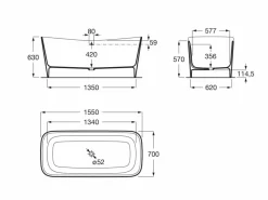 Bañera De STONEX® Rectangular Onix Con Desagüe Click-clack Y Sifón – Maui – Roca – A2485020X0