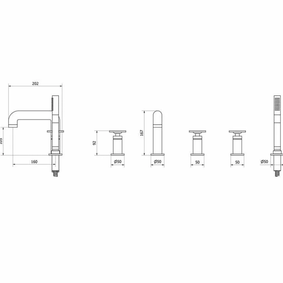 Batería Baño-ducha Repisa Pulsador Lever – Strem – 7970500 – Galindo