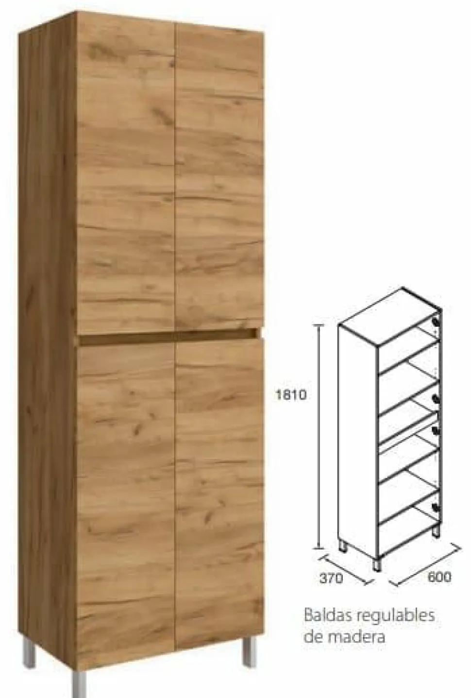 Columna Auxiliar 4 Puertas 60x37x181 Cm – Pilar Infinity – Salgar