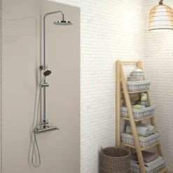 Columna De Ducha Mezcladora Theo Rociador 300 Mm Inox Y Flexo Pvc – 86450302 – Galindo