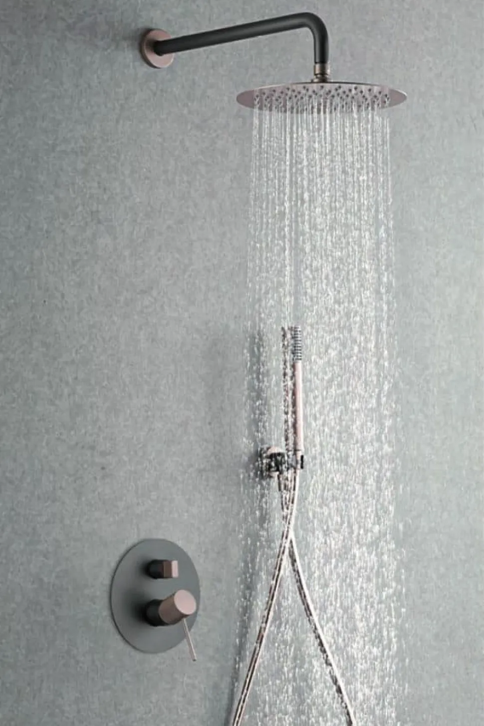 Conjunto Ducha Monomando Empotrado Line Gris Mate/Champagne – GPD038/GC – Imex