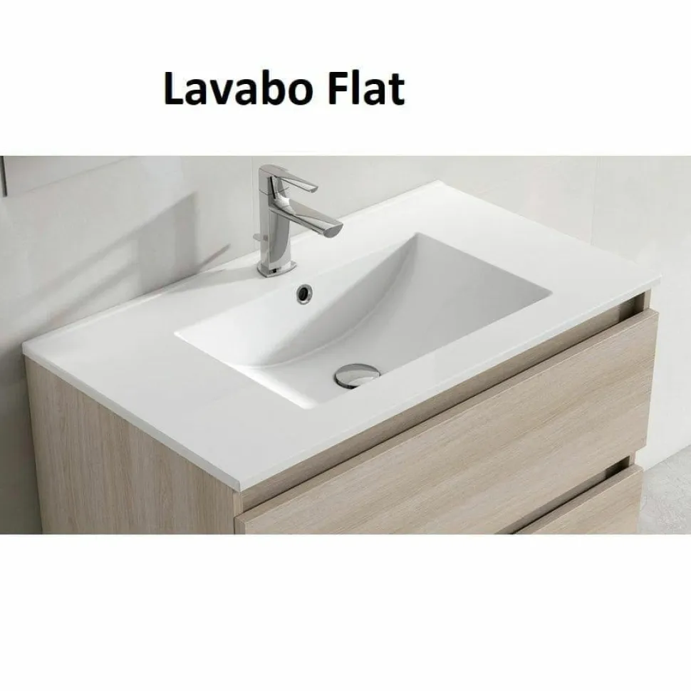Conjunto Mueble De Baño Suspendido 2 Cajones Con Lavabo Ceramico Ada/flat – Arco – Visobath