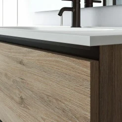 Conjunto Mueble De Baño Suspendido 2 Cajones + Lavabo De Porcelana Flat – Granada – Visobath