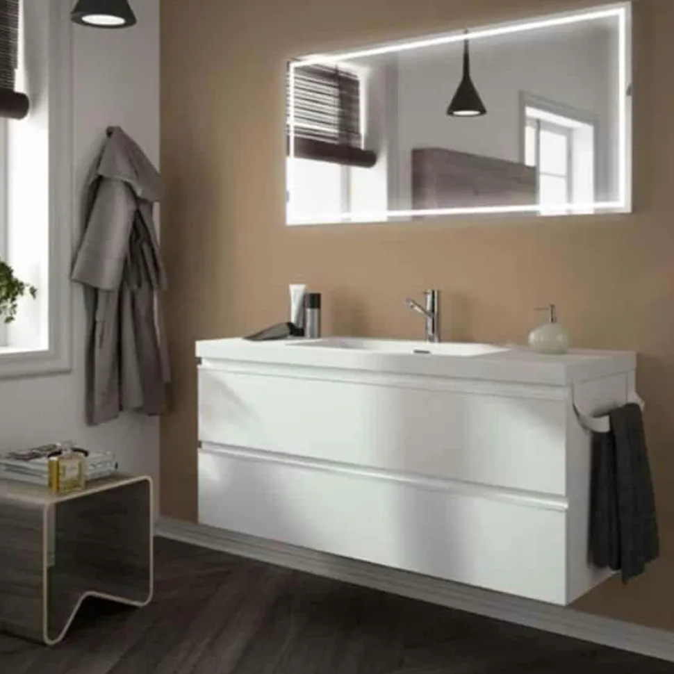 Conjunto Mueble Suspendido 2 Cajones Con Lavabo Toscana Y Toallero Lateral – Monterrey – Salgar