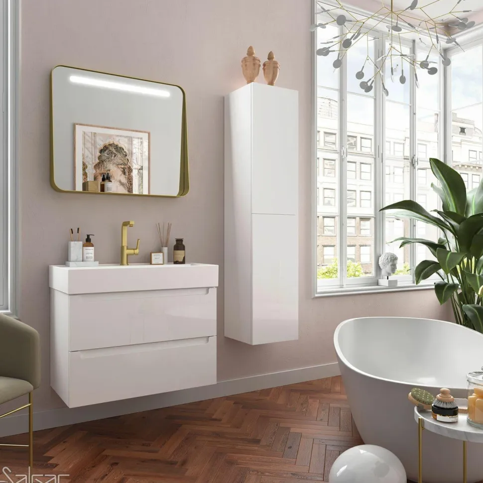 Conjunto Mueble Suspendido 2 Cajones Con Lavabo Toscana Y Toallero Lateral – Monterrey – Salgar