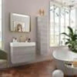 Conjunto Mueble Suspendido 2 Cajones Con Lavabo Toscana Y Toallero Lateral – Monterrey – Salgar