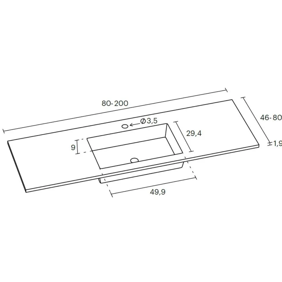 Encimera Con Seno Ovalado Para Mueble De Baño Gel Coat – Maui – Doccia Group