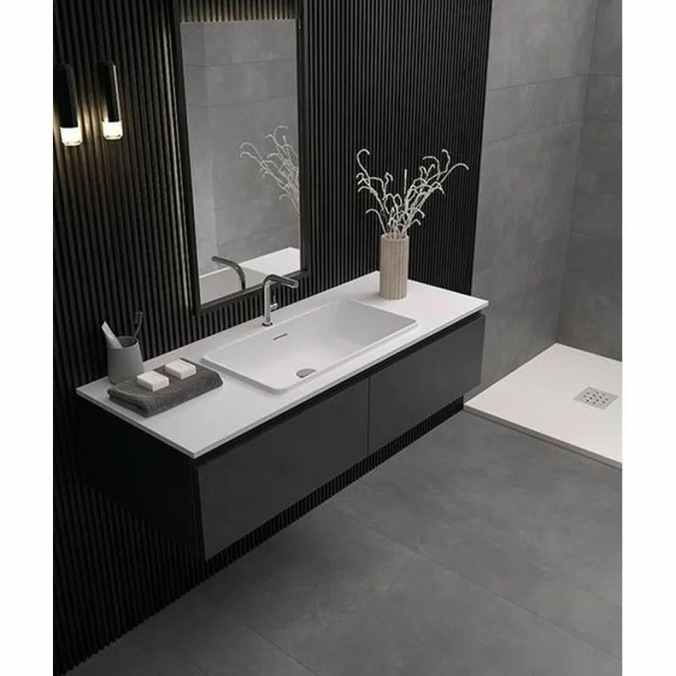 Encimera Standard De Carga Mineral Con Textura Lisa. Color Blanco – Levisa – Doccia
