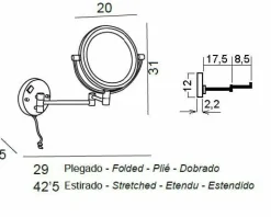 Espejo Aumento 5X Pared – Cromo Modelo Combis – 6348002 – Manillons Torrent
