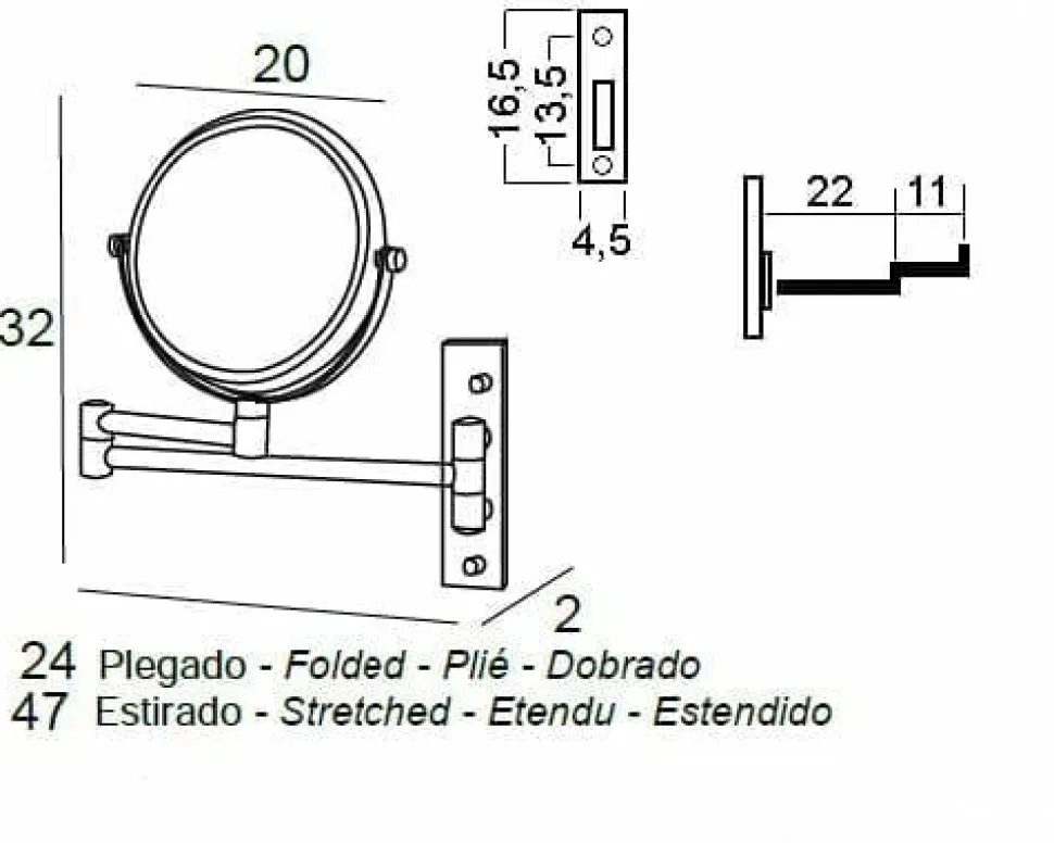 Espejo Aumento 5X Pared Negro Mate Modelo Combis – 6349081 – Manillons Torrent