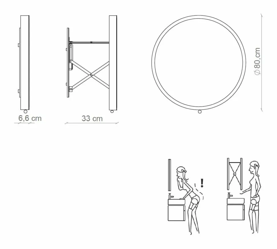 Espejo Extensible Redondo 80Cm Plata Modelo Extend R – 7104041 – Manillons Torrent