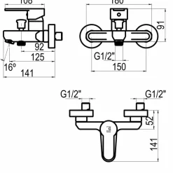 Grifo Baño-ducha Con Accesorios De Ducha – Zip Plus – 2151000 – Galindo