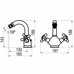 Grifo De Bidet Bimando Bronce Con Desagüe Automático – 1929 – 6226340 – Galindo