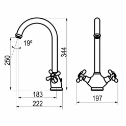 Grifo De Cocina Bimando 1929 Cobre Envejecido – 6231341 – Galindo – LuxCover