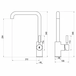 Grifo De Cocina Caño Alto Theo Negro – 8648616 – Galindo – LuxCover