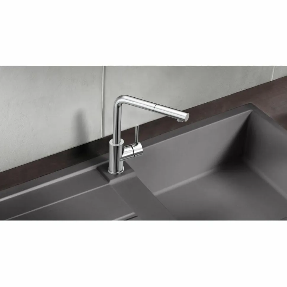 Grifo Monomando De Cocina Con Caño Alto Y Extraible Mila-S – Blanco