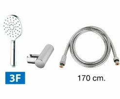 Grifo Monomando De Ducha Tube Cromo Con Equipo (Mango De Ducha, Flexo Y Soporte) – 01TUB310CR – AQG