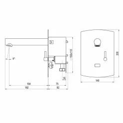 Grifo Temporizado Lavabo Mezclador Mural Accionamiento Mediante Sensor. PRESTO Domo Sensia PM – 79256 – Presto Iberica