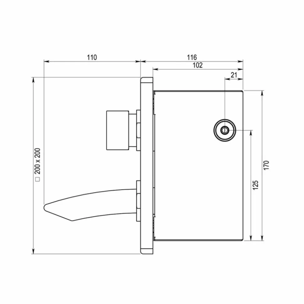 Grifo Temporizado Lavabo Mezclador Mural Empotrado Accionamiento Mediante Pulsador. PRESTO Arte CM – 66900 – Presto Iberica