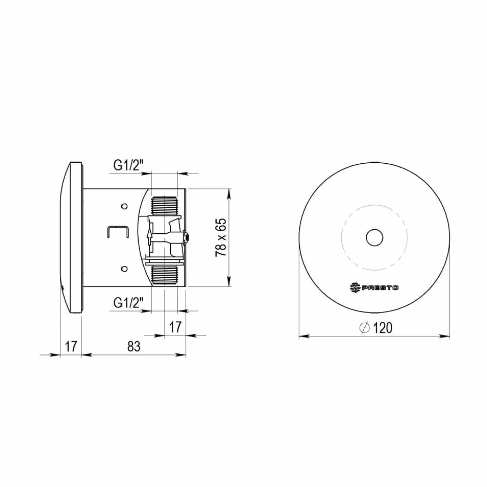 Grifo Temporizado Urinario Sensor Empotrado Accionamiento Mediante Sensor. PRESTO Domo Sensia UE – P3179601 – Presto Iberica