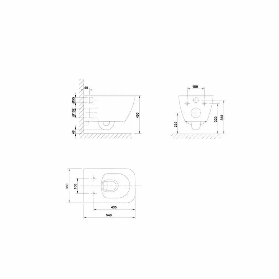Inodoro Suspendido Rimless – Emma Square – Gala