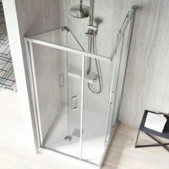 Mampara Angular De Ducha Plegable + Corredera Para Espacios Reducidos – Serie 300 TR705 + TR707 – Kassandra