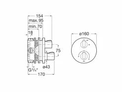 Mezclador Termostático Empotrable Para Baño – T-1000 – Roca – A5A2E09NM0