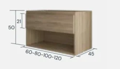 Mueble Suspendido 1 Cajón Y 1 Hueco Roble + Encimera Solidcoat Surface 110 Cm – Serie Life – Baños 10
