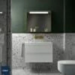 Mueble Suspendido 2 Cajones 60 Cm Con Tirador En Cromo Brillo Y Lavabo Porcelana – Spirit – Salgar