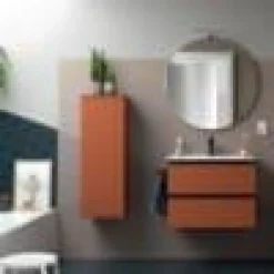 Mueble Suspendido 2 Cajones 60 Cm Con Tirador En Cromo Brillo Y Lavabo Porcelana – Spirit – Salgar