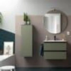 Mueble Suspendido 2 Cajones 60 Cm Con Tirador En Negro Soft Y Lavabo Porcelana – Spirit – Salgar