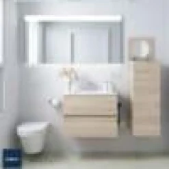 Mueble Suspendido Dos Cajones Con Fondo Reducido Y Lavabo De Porcelana – Fussion Line – Salgar