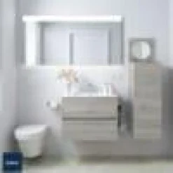 Mueble Suspendido Dos Cajones Con Fondo Reducido Y Lavabo De Porcelana – Fussion Line – Salgar