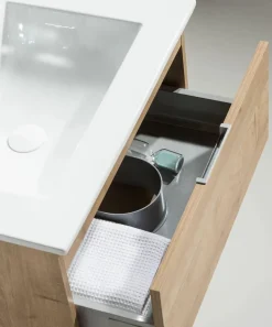 Mueble Suspendido Dos Cajones Y Lavabo Cerámico Roble Tiffany – Julieta – Muebles Jumar