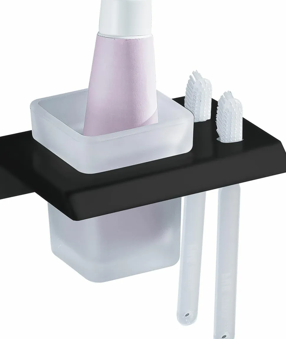 Portacepillos Pared – Negro Mate Modelo Marina – 2805081 – Manillons Torrent