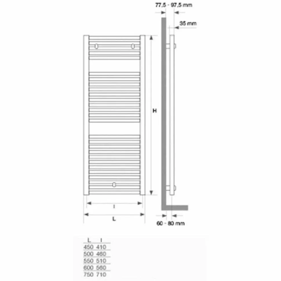 Radiador Toallero Hidráulico Negro – Gamma – Mithos