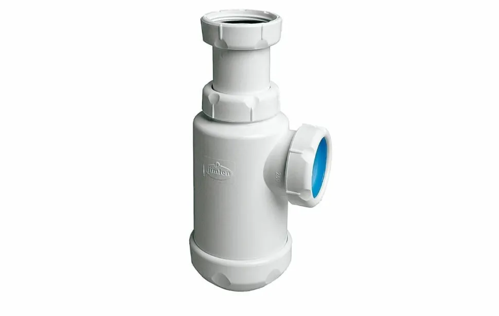 Sifón Botella Horizontal Lavabo/bidet 1 1/2″ Blanco Ø40mm – S-65.002128 – Jimten