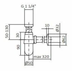 Sifón Estándar Para Lavabo 1″ 1/4 Estilo Hidro Colección VALVULERÍA 00030001 – GRB Mixers